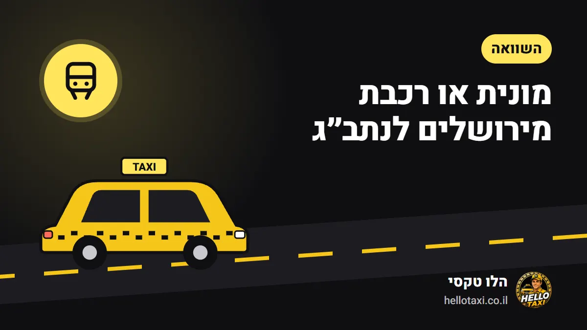 מונית מול רכבת — השוואה בדרך מירושלים לשדה התעופה, איור