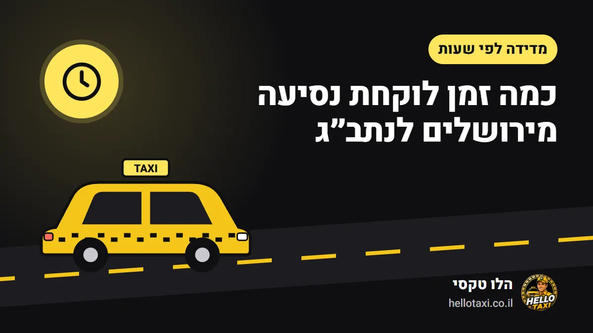 שעון ומונית — זמן נסיעה מירושלים לשדה התעופה, איור